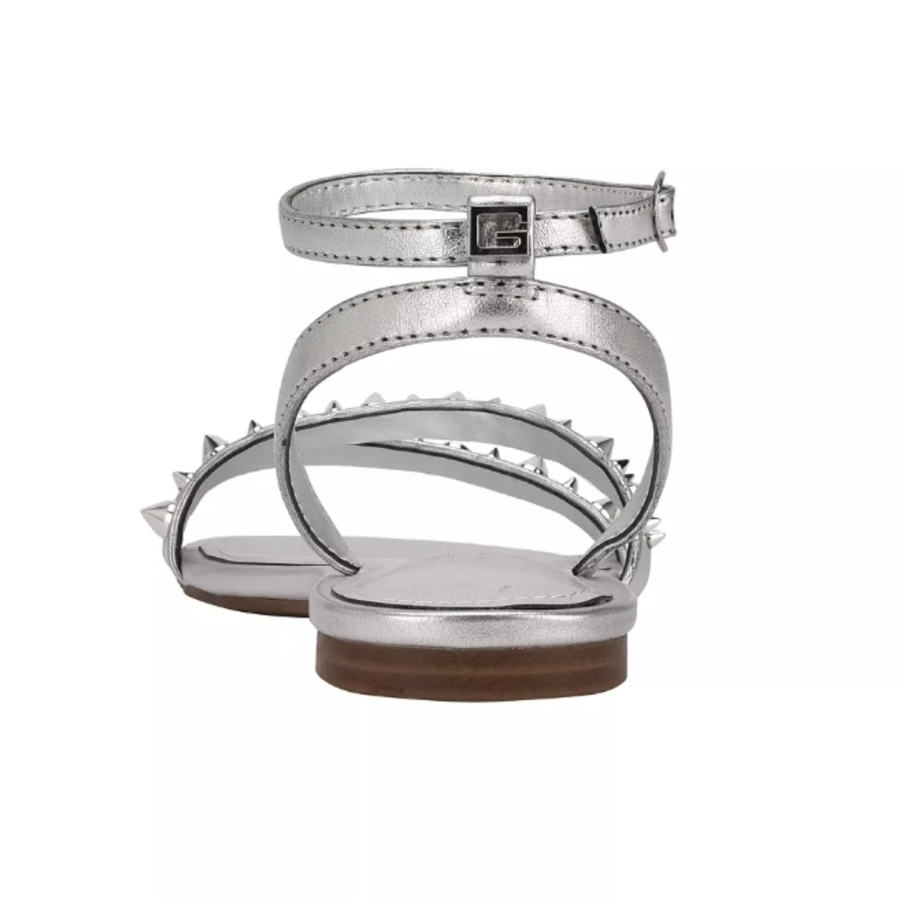 Guess Teagin Studded Strappy Sandals Silver -8 - Picture 3 of 8